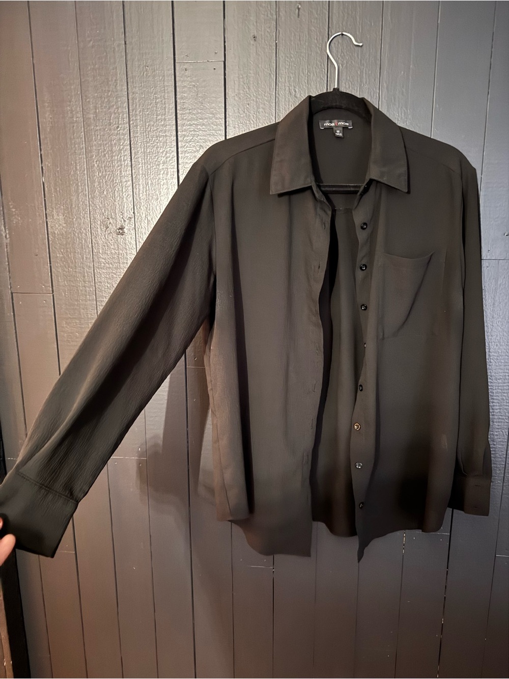 Moa Moa Black Women's Long Sleeve Sheer Button-Up Shirt